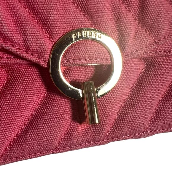 Sandro Pink Yza Quilted Gold Chain Canvas Bag - Picture 6 of 12